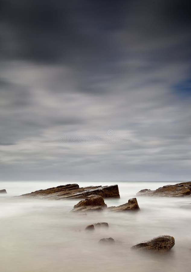 Misty sea and rocks