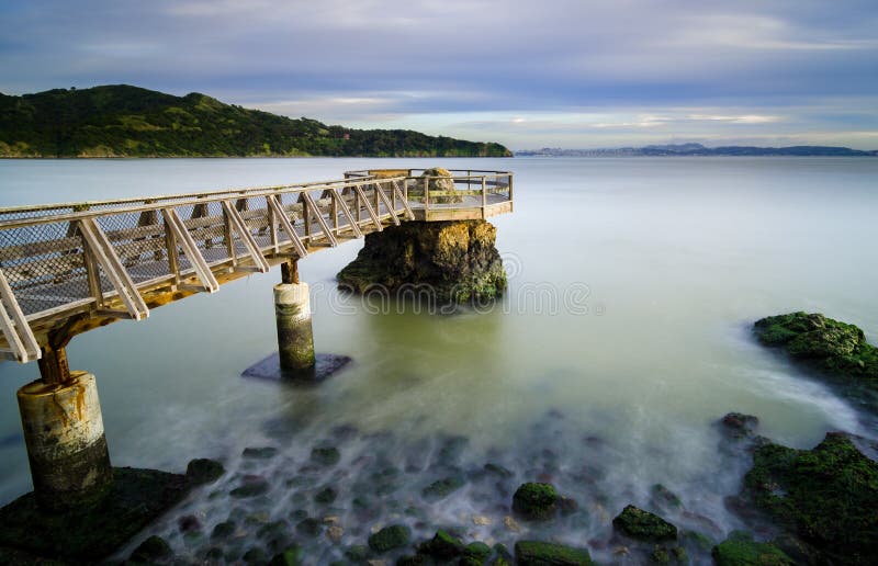 Long exposure photograph of Elephant Rock Pier in Tiburon, CA.