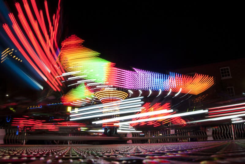 Long Exposure Photography. Carousel Lights and Movements, Uk Stock Photo Image of light