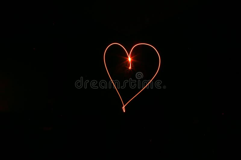 Long Exposure Red Heart Black Background Stock Photo - Image of light, black:  133484094