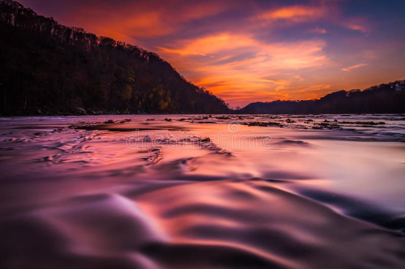 Long exposure on the Shenandoah River at sunset, from Harper's Ferry, West Virginia