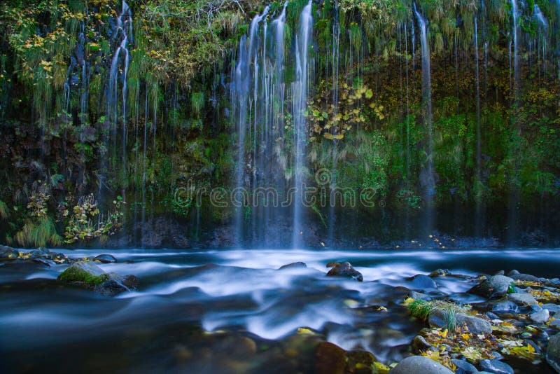 Long Exposure Shot of the Mossbrae Falls in Dunsmuir Stock Image