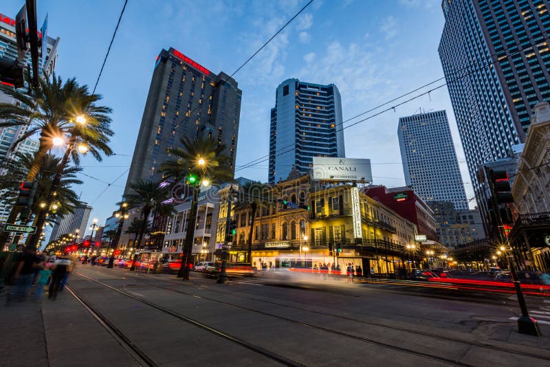 Long Exposure of a Street Car in New Orleans, Louisiana stock photos Long Exposure of a Street Car in New Orleans, Louisiana stock photos