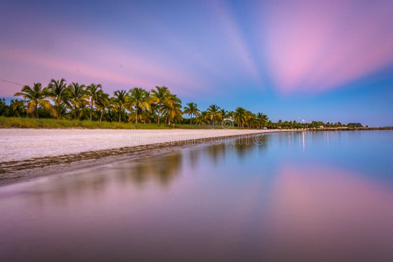 Long exposure at sunset of Smathers Beach, Key West, Florida. royalty free stock photography Long exposure at sunset of Smathers Beach, Key West, Florida. royalty free stock photography