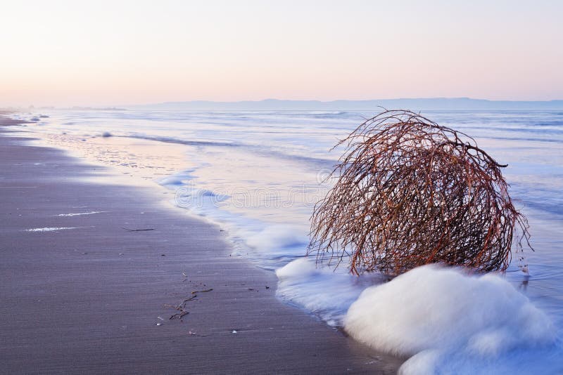 Long exposure to sea and white foam