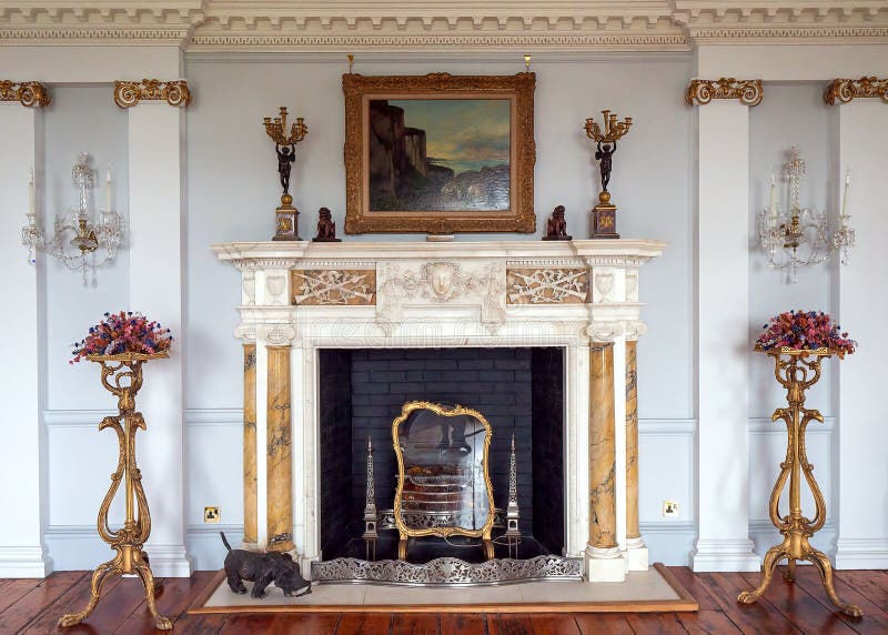 The Long Gallery Fireplace, Burton Agnes Hall, Yorkshire, England.