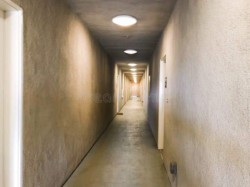 Long Stucco Interior Hall In A Building Stock Image Image