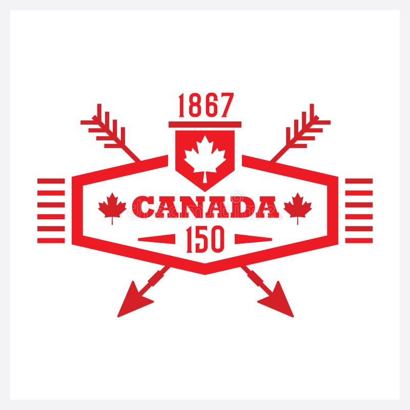 Long hexagone rouge et icône croisée d'emblème du Canada 150 de flèches illustration libre de droits Long hexagone rouge et icône croisée d'emblème du Canada 150 de flèches illustration libre de droits