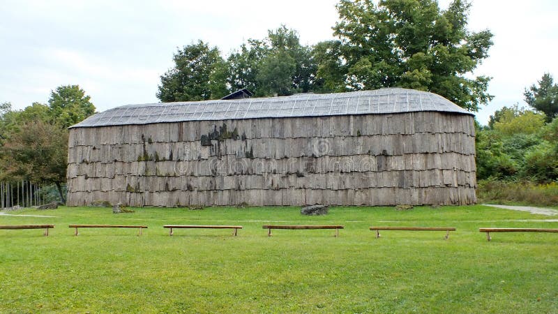 A Long house in the reconstructed 15th century Crawford Lake Iroquoian Village