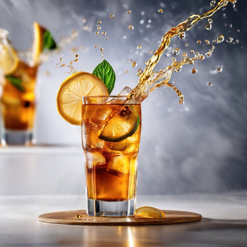 Realistic cocktail long island ice tea glass Vector Image