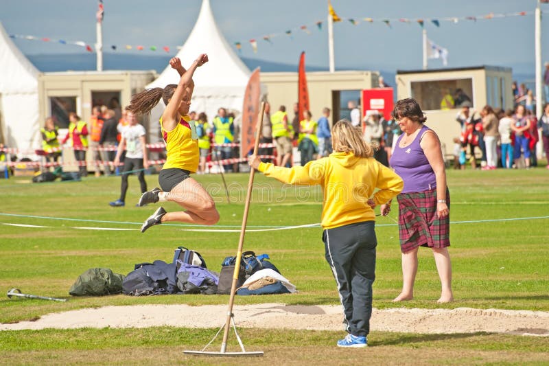 Long jump competition at Nairn Highland Games held on 17th August 2013. Long jump competition at Nairn Highland Games held on 17th August 2013.