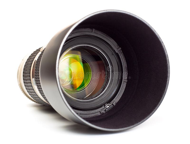 Long lens with hood