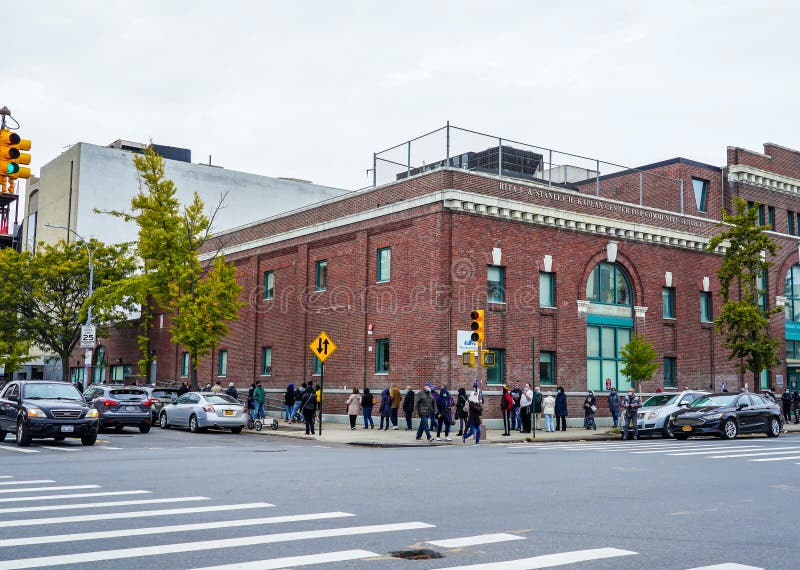 BROOKLYN, NEW YORK - OCTOBER 25, 2020: Long line at the early voting site in Brooklyn, New York. The Voting Rights Act of 1965 is a national legislation in the United States that prohibits discrimination in voting