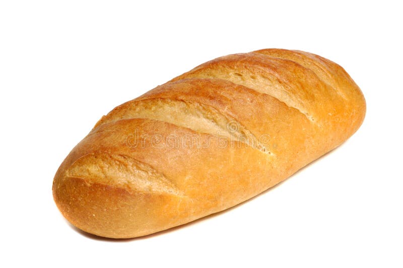 Eastern Europe long loaf bread on a white background