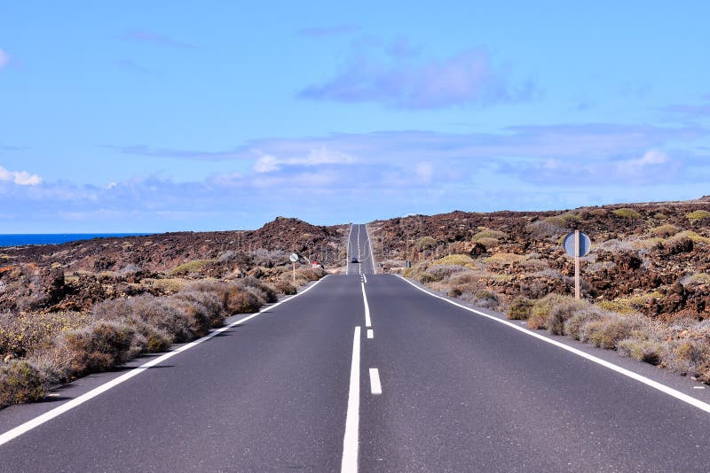 Long Lonely Road stock photo. Image of lanzarote, asphalt - 118605440