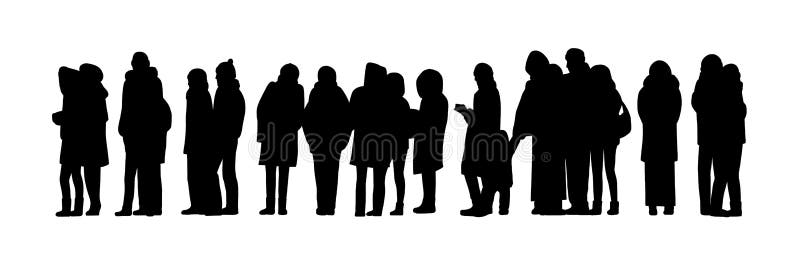 Long people queue silhouette set 2 royalty free illustration Long people queue silhouette set 2 royalty free illustration