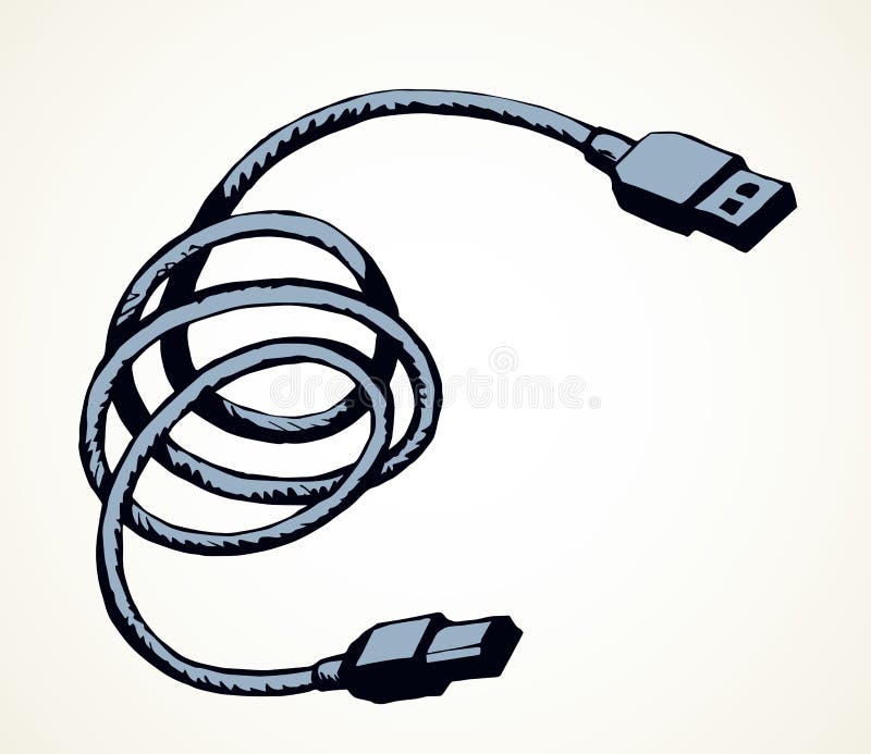 Cord for Charging the Phone. Vector Drawing Stock Vector Illustration