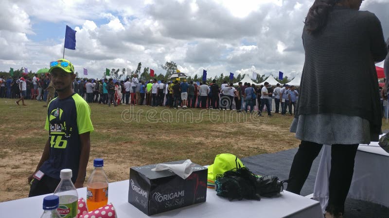 Long queue at the drag race event royalty free stock photography