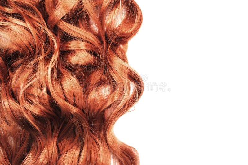 Long Red Wavy Hair On White Background Stock Image Image Of