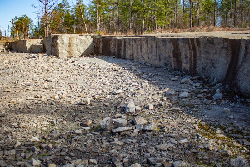 The Long Sharp Edge of an Old Stone Quarry in Atlanta, Stock