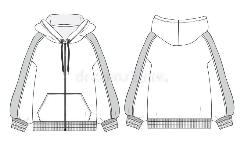 Image Details IST2184800849  Technical sketch for men hoodie Mockup  template hoody Front and back view Technical drawing kids clothes  Sportswear casual urban style Isolated object of fashion stylish wear Technical  sketch