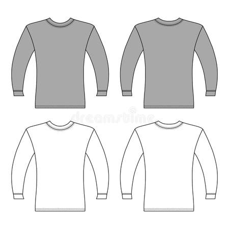 Long Sleeve Black Tshirt Template Stock Illustrations 1 580 Long
