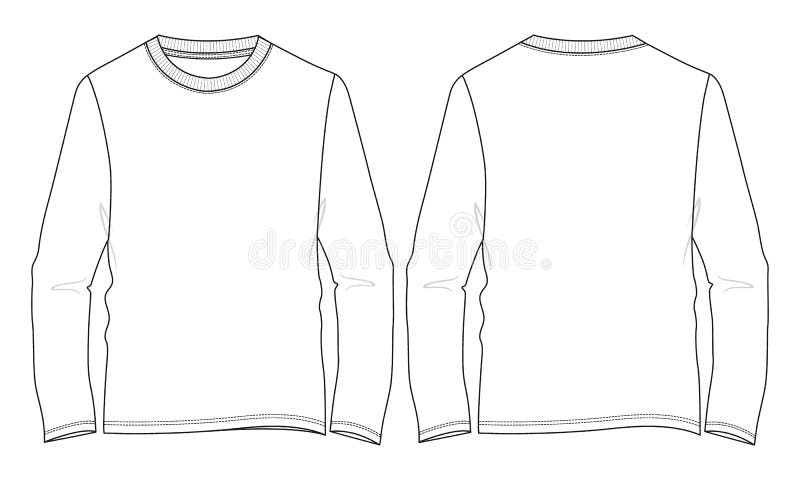 Long Sleeve T Shirt Vector Template for Mens. Stock Illustration ...