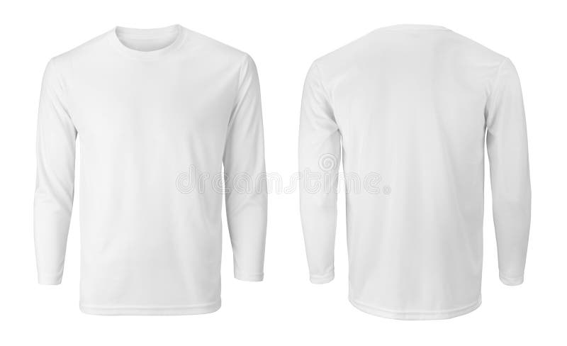 Long sleeve plain white t-shirt mockup isolated on transparent