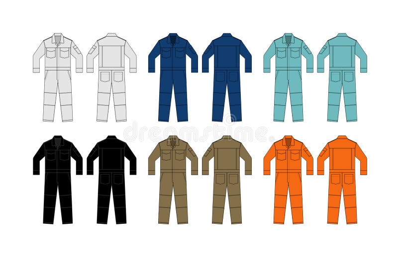 Boilersuit Coverall Dungaree Jumpsuit Technical Fashion Illustration ...