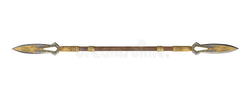 Long spear, weapon, on an isolated white background. 3d illustration