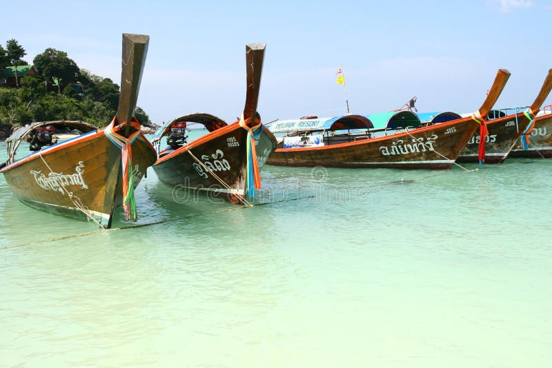 Long tail boats in thai island. Long tail boats in thai island