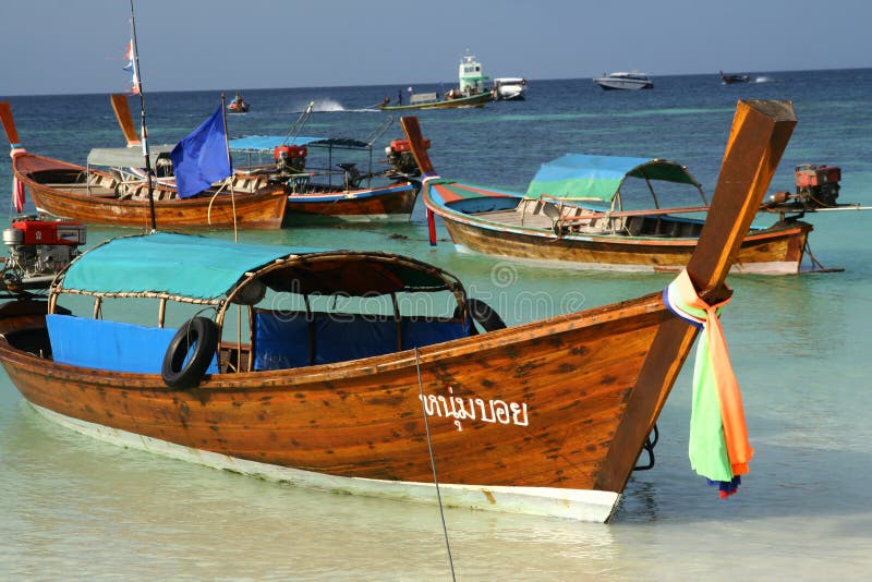 Long tail boats in thai island. Long tail boats in thai island