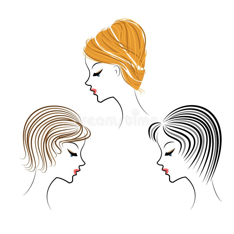 Long tresse les cheveux bruns cr?atifs, d'isolement sur le fond blanc Coiffures d'une femme Dessin anim? illustration stock Long tresse les cheveux bruns cr?atifs, d'isolement sur le fond blanc Coiffures d'une femme Dessin anim? illustration stock
