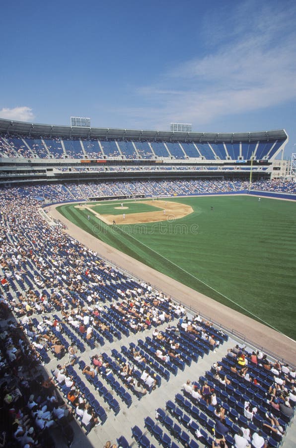 Long View of Baseball Diamond and Bleachers Editorial Photography