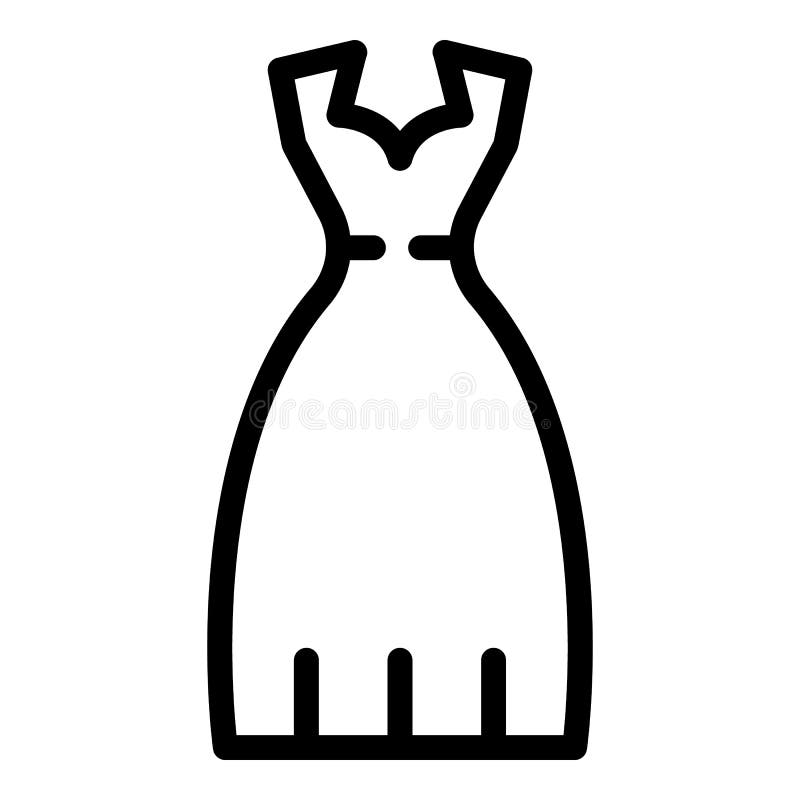 Long Wedding Dress Icon, Outline Style Stock Vector - Illustration of ...