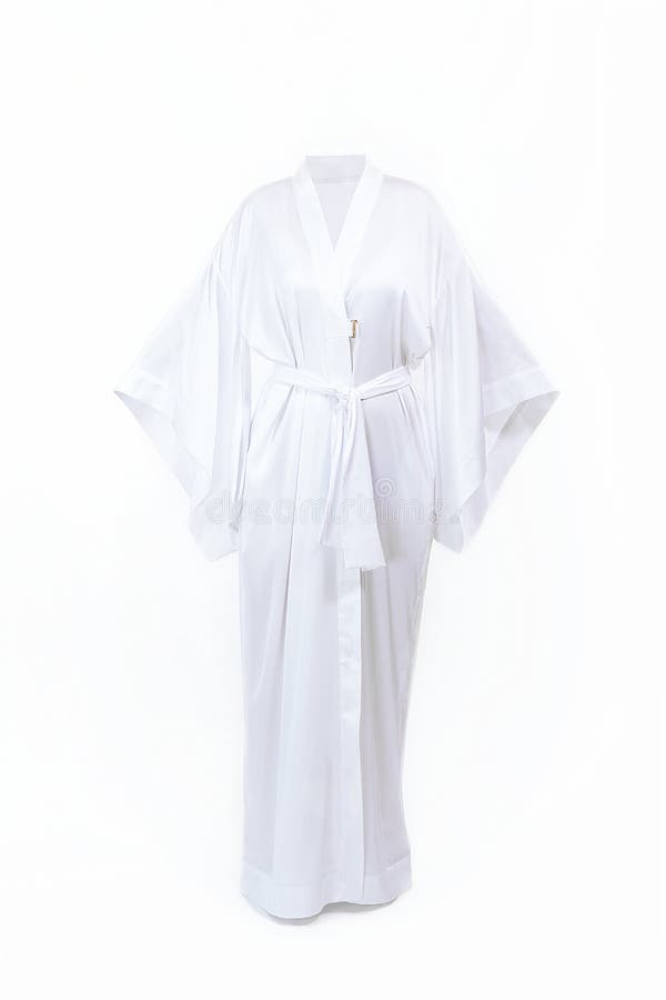White Silk Bathrobe Bathrobe. Isolated on White Stock Image Image of
