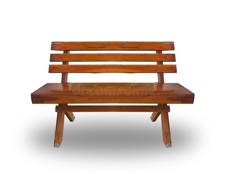 Long Wooden Chair on White Background,cliping Paths Stock Photo Image