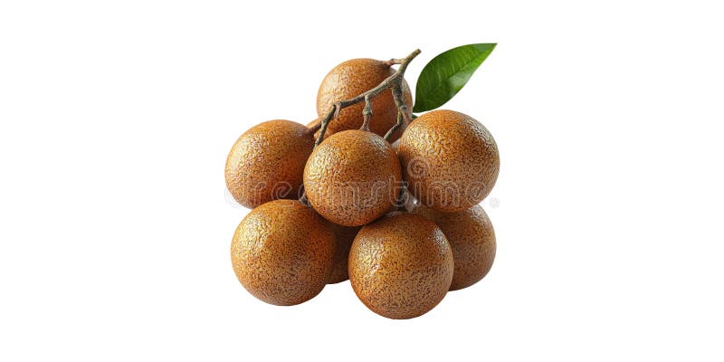 Longan Fruit Cluster With Leaf. Exotic Tropical Fruit For Culinary And Health Uses Isolated On Transparent Background royalty free stock image