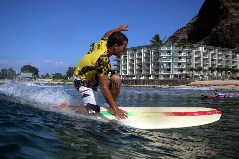 Longboard Surfing at Makaha Editorial Stock Photo Image of action