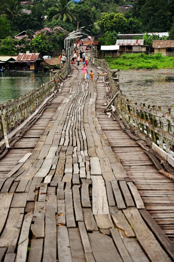 The Longest Wooden Bridge in Thailand Editorial Photo Image of