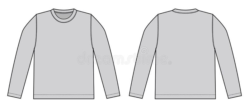 Longsleeve Tshirts Template Illustration with Side View/ Gray Stock ...