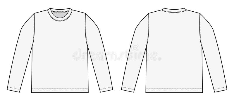 Longsleeve Tshirts Template Illustration with Side View/ White Stock ...