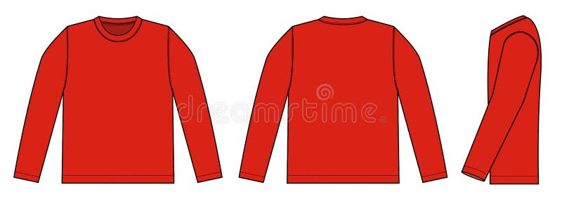 Longsleeve Tshirts Template Illustration with Side View/ White Stock ...