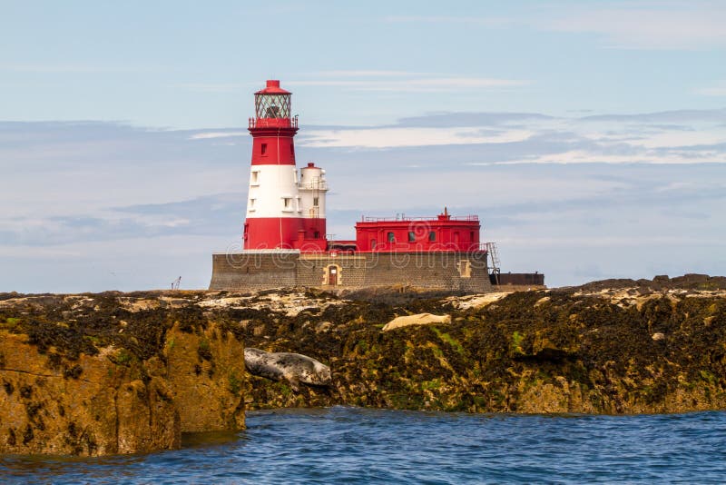 Longstone Lighthouse on Longstone Rock, England stock images Longstone Lighthouse on Longstone Rock, England stock images