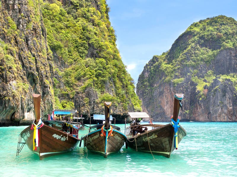 Longtail Boats in Maya Bay, Ko Phi Phi, Thailand