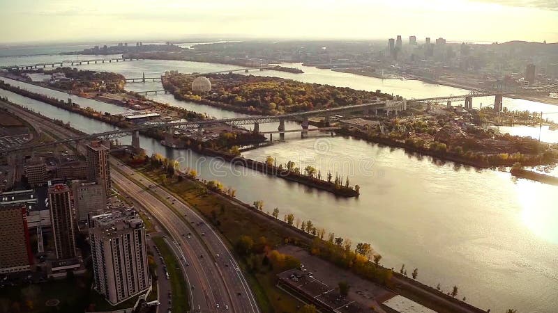 Longueur aérienne de ville de Montréal et de Longueuil, Québec, Canada clips vidéos
