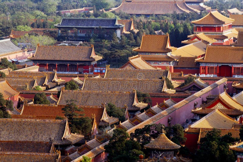 Look down at the Forbidden City.