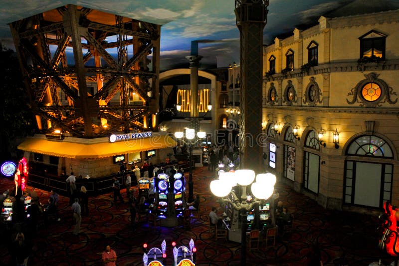 Picture/Photo: Man and woman standing on plaza inside Paris casino