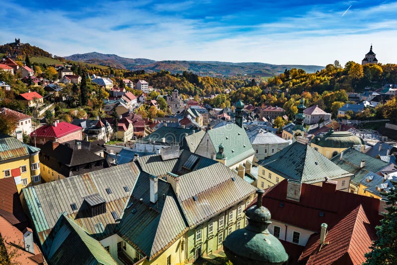 Look-out of balcony of old castle tower in Banska Stiavnica, Slovakia, UNESCO