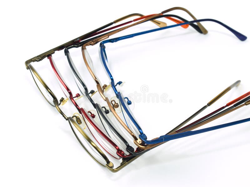 Look at the world in a different way!. Five different colored glasses or spectacles in a row seen from above for looking in a different way literally and royalty free stock photography Look at the world in a different way!. Five different colored glasses or spectacles in a row seen from above for looking in a different way literally and royalty free stock photography